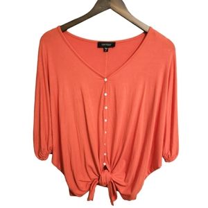 Karen Kane Orange Tie Front Knot Top Women's Size Large